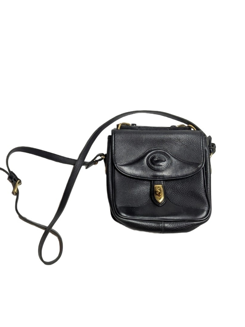 Dooney and Bourke Vintage Black All Weather Leather Crossbody Bag Purse Pebble